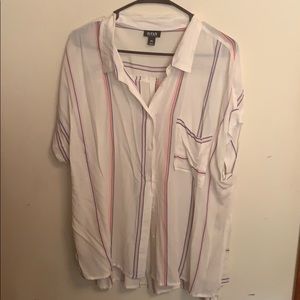 flowy white striped button down shirt